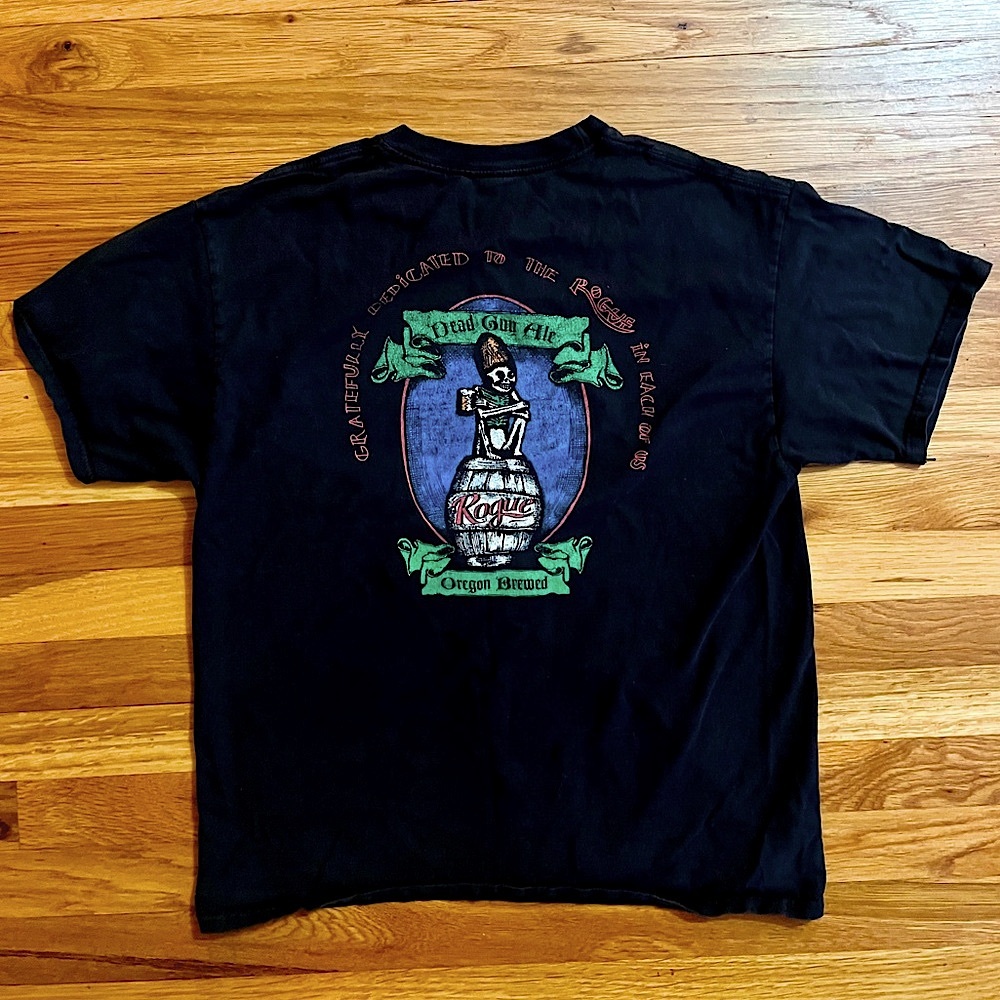 Rogue Dead Guy Ale Oregon T-Shirt - Black Hanes Beefy Tee Size Large